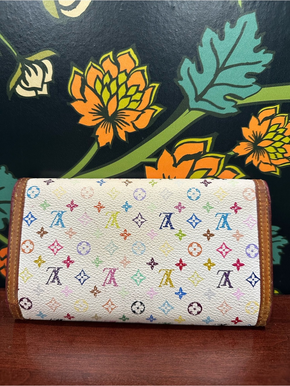 Louis Vuitton Takashi Murakami White Multicolore Porte-Trésor International 2005 - Picture 5 of 16